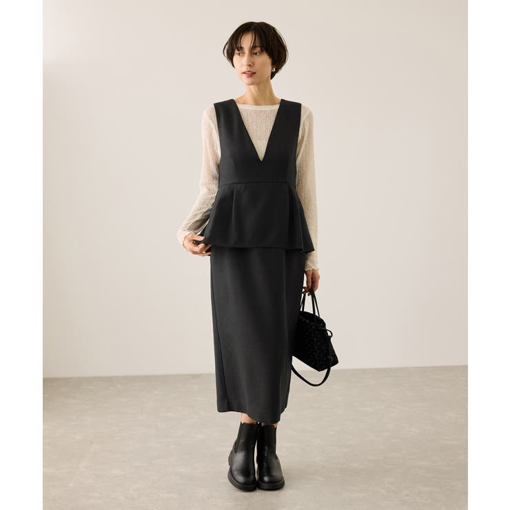 【新色追加】レイヤード風ペプラムジャンパースカート | ROPE' PICNIC | 詳細画像3 