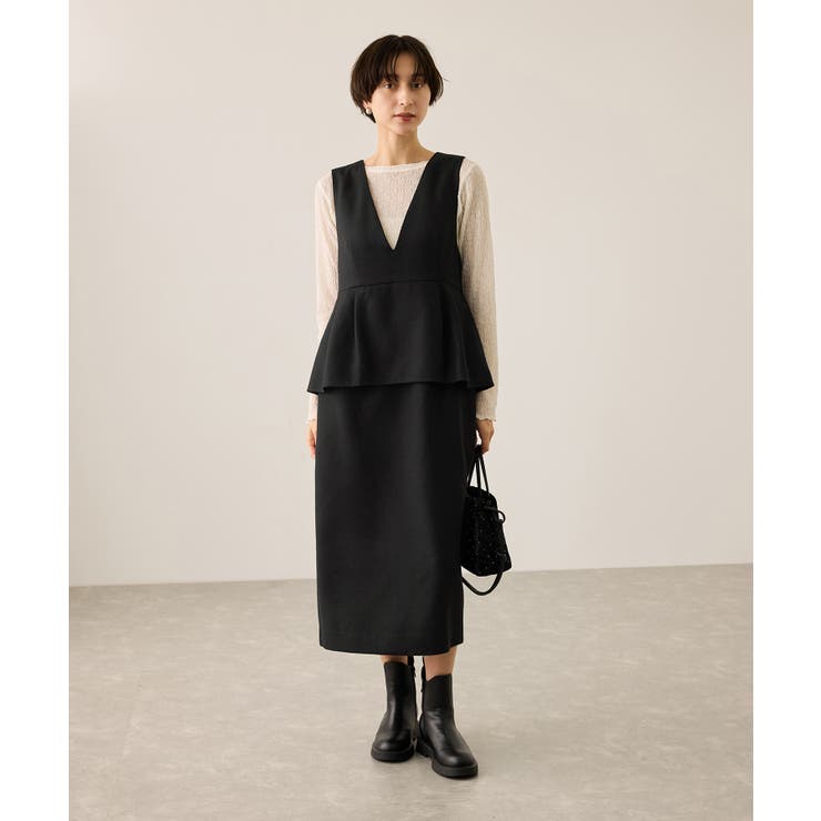 【新色追加】レイヤード風ペプラムジャンパースカート | ROPE' PICNIC | 詳細画像4 