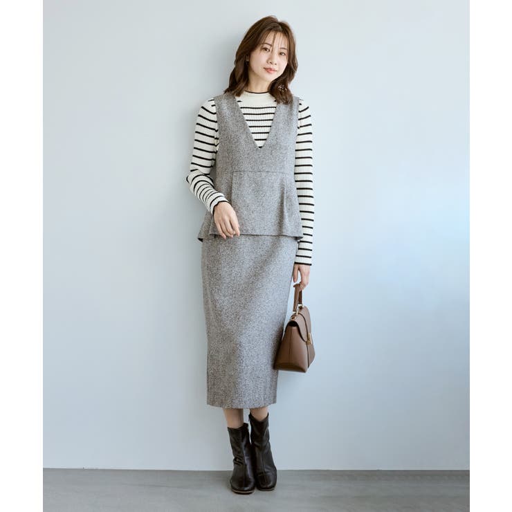 グレー(07) | 【新色追加】レイヤード風ペプラムジャンパースカート | ROPE' PICNIC