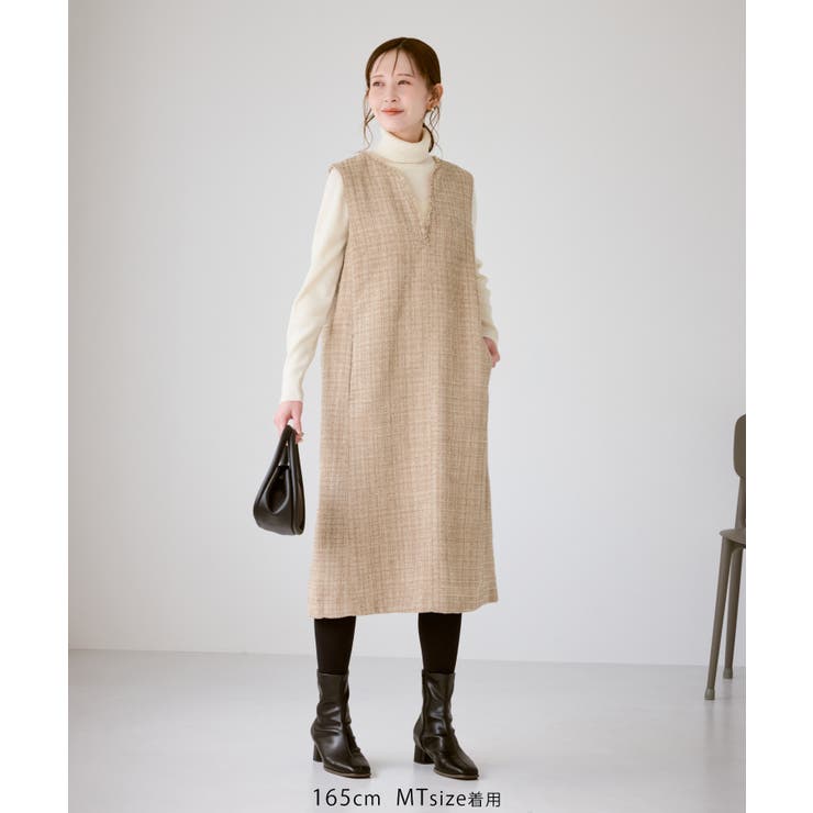 キーネックツイードジャンパースカート ワンピース/着丈が選べる | ROPE' PICNIC | 詳細画像11 