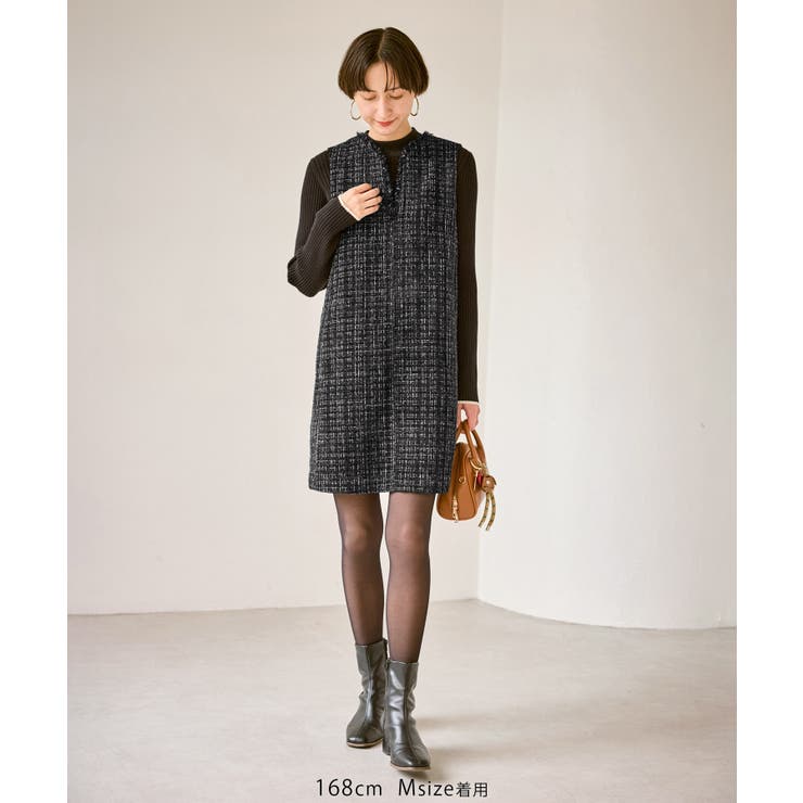 キーネックツイードジャンパースカート ワンピース/着丈が選べる | ROPE' PICNIC | 詳細画像17 
