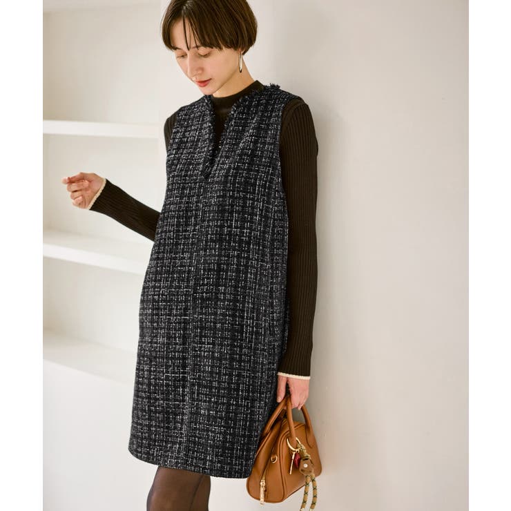 キーネックツイードジャンパースカート ワンピース/着丈が選べる | ROPE' PICNIC | 詳細画像18 