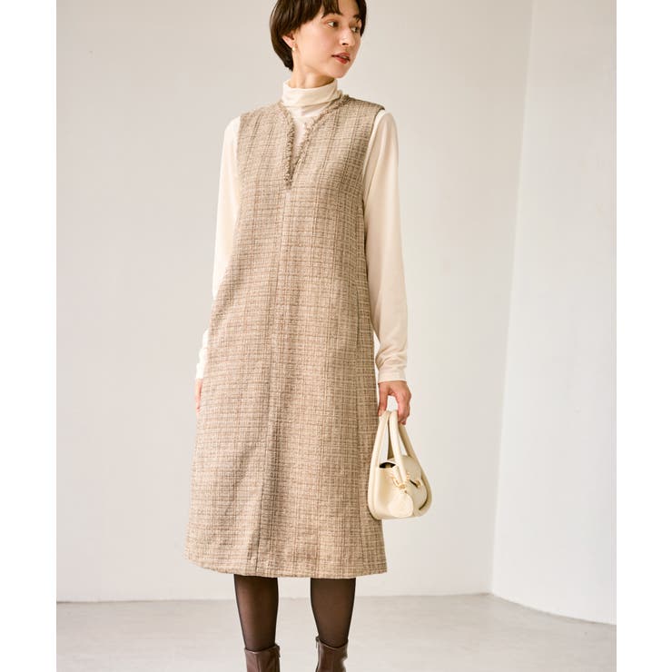 キーネックツイードジャンパースカート ワンピース/着丈が選べる | ROPE' PICNIC | 詳細画像23 