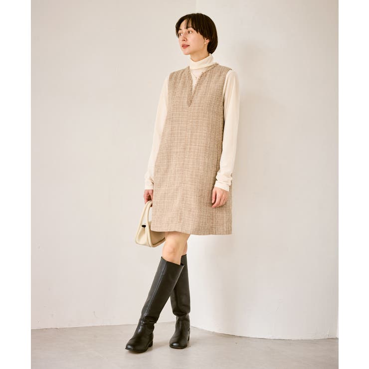 キーネックツイードジャンパースカート ワンピース/着丈が選べる | ROPE' PICNIC | 詳細画像24 