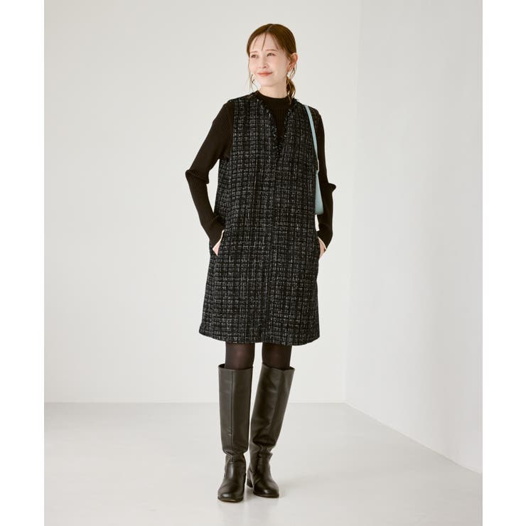 キーネックツイードジャンパースカート ワンピース/着丈が選べる | ROPE' PICNIC | 詳細画像3 