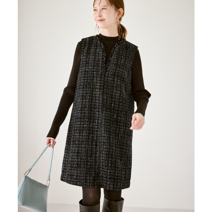 キーネックツイードジャンパースカート ワンピース/着丈が選べる | ROPE' PICNIC | 詳細画像4 