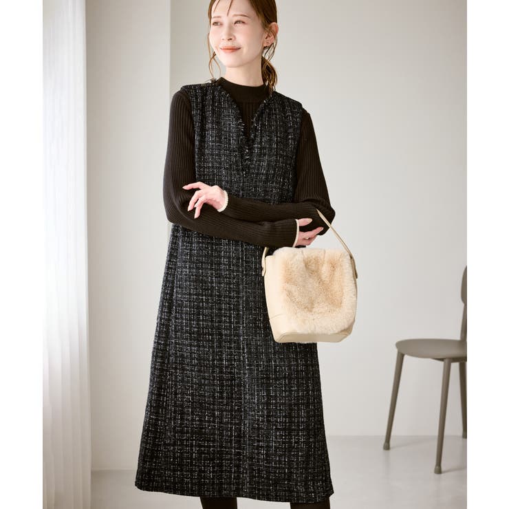 キーネックツイードジャンパースカート ワンピース/着丈が選べる | ROPE' PICNIC | 詳細画像7 