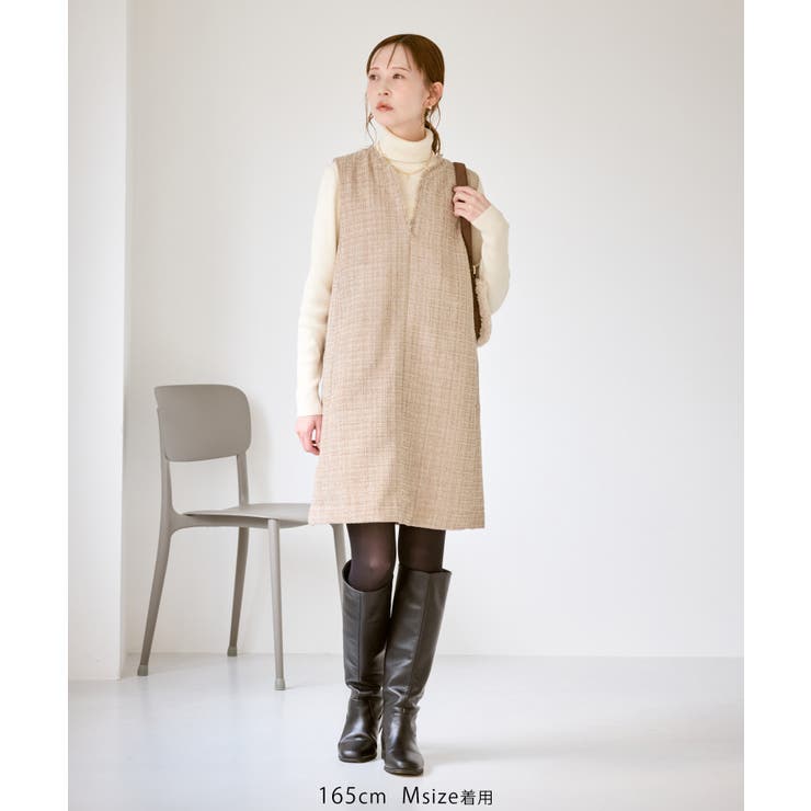 キーネックツイードジャンパースカート ワンピース/着丈が選べる | ROPE' PICNIC | 詳細画像8 