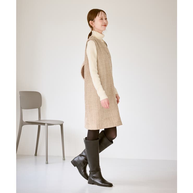 キーネックツイードジャンパースカート ワンピース/着丈が選べる | ROPE' PICNIC | 詳細画像9 