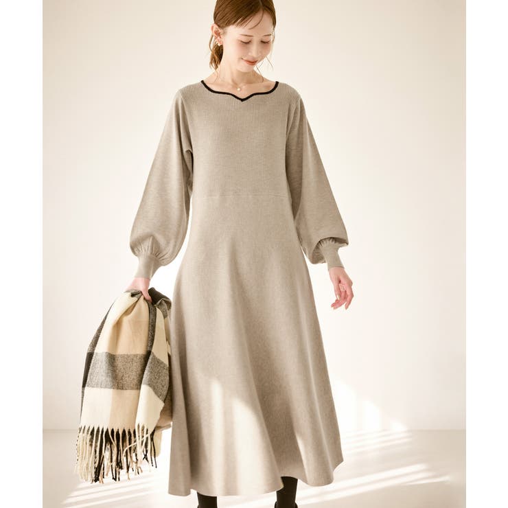 ベージュ(27) | ハートネックニットワンピース | ROPE' PICNIC