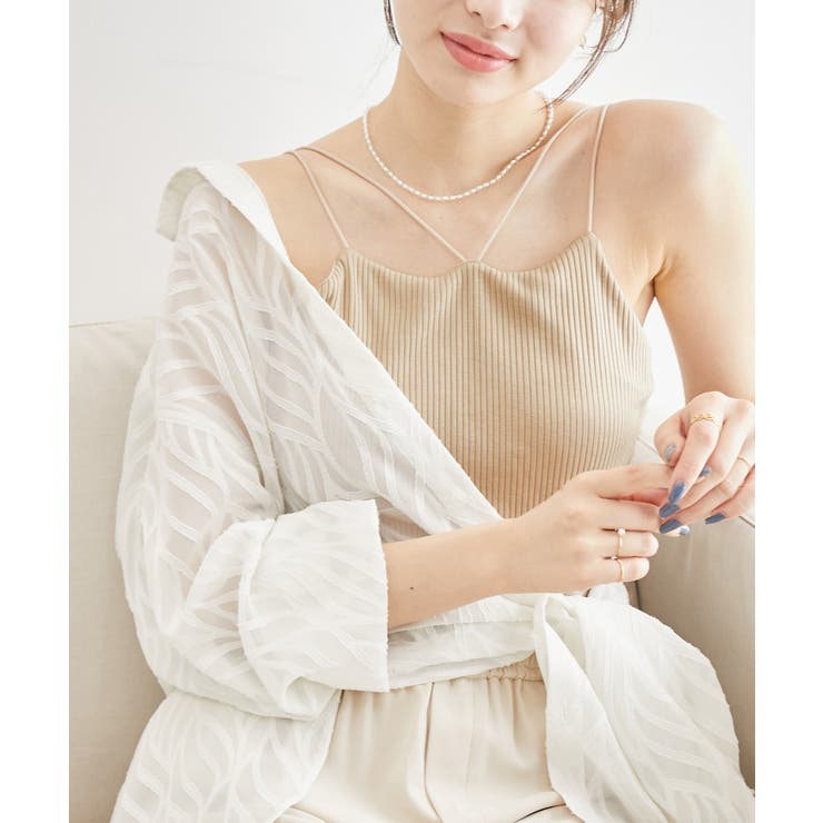 ベージュ(27) | コード使いカップ付きリブキャミインナー | ROPE' PICNIC