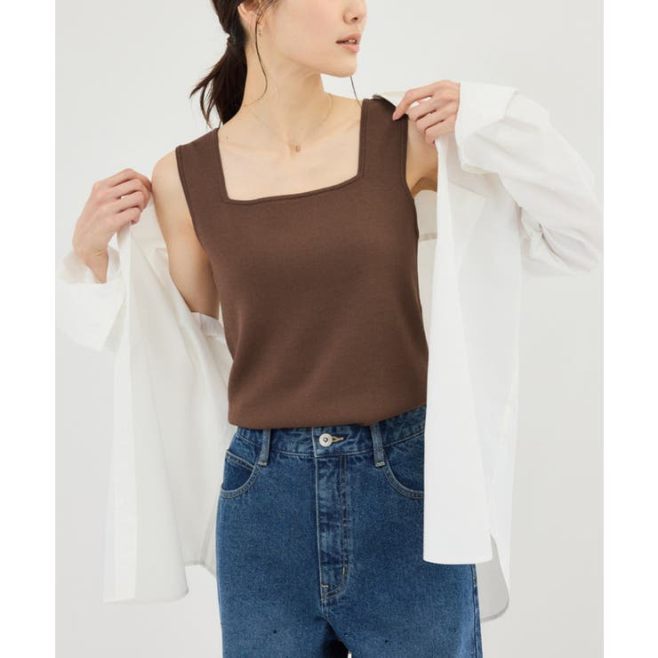 ブラウン(20) | スクエアネックニットタンクトップ | ROPE' PICNIC