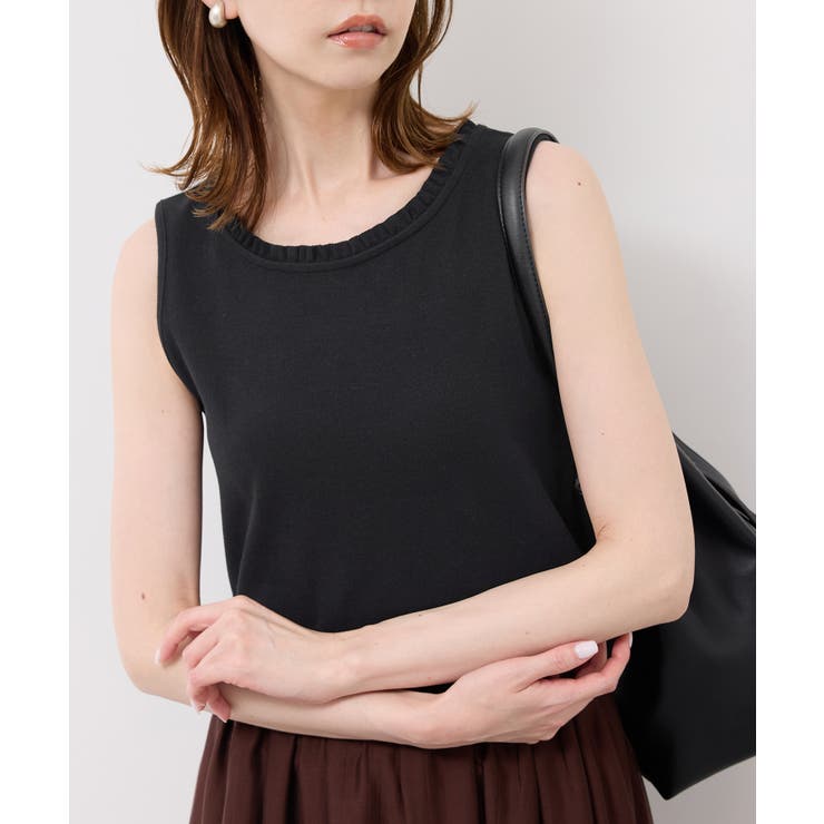 ブラック(01) | 襟フリルタンクトップ | ROPE' PICNIC