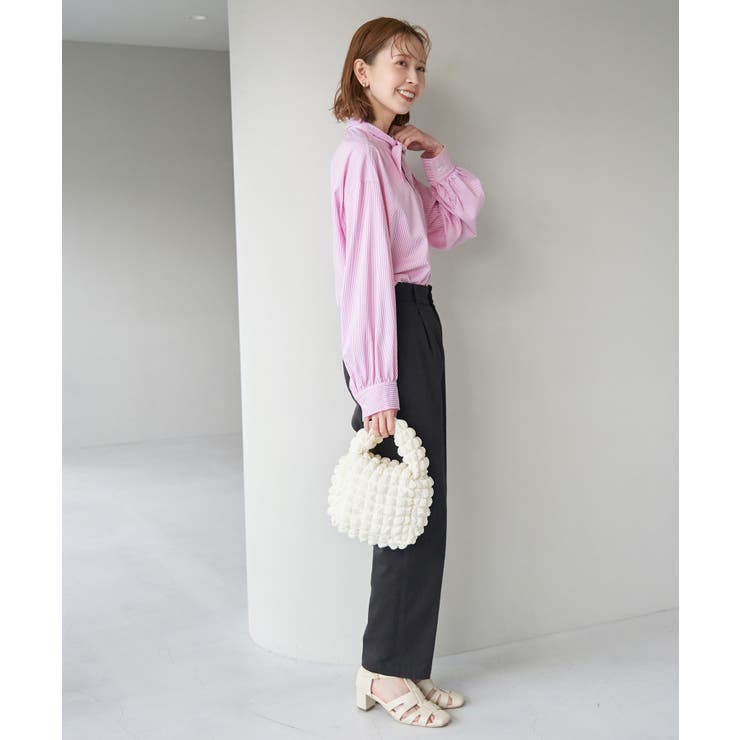 カラーストライプリボンタイシャツ[品番：RPCW0035089]｜ROPE' PICNIC