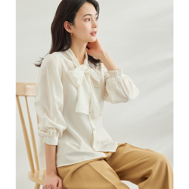 シアーリボンブラウス[品番：RPCW0035305]｜ROPE