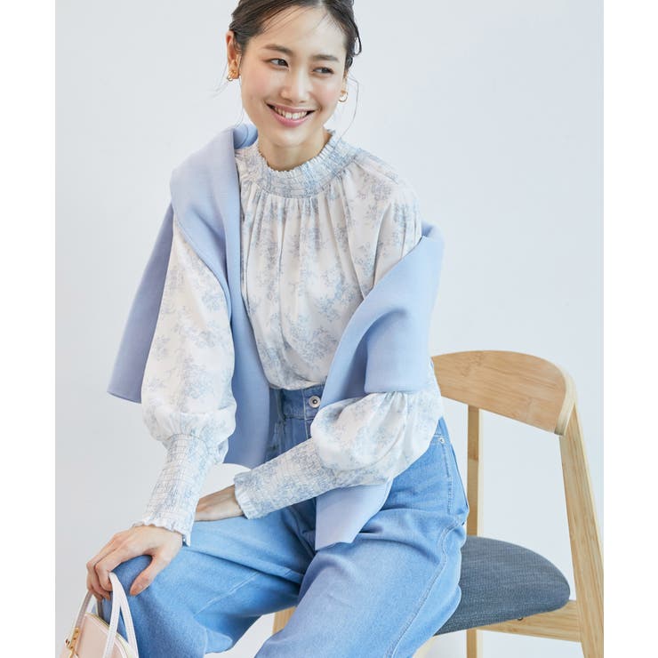 ブルー(44) | シャーリングフリルブラウス | ROPE' PICNIC