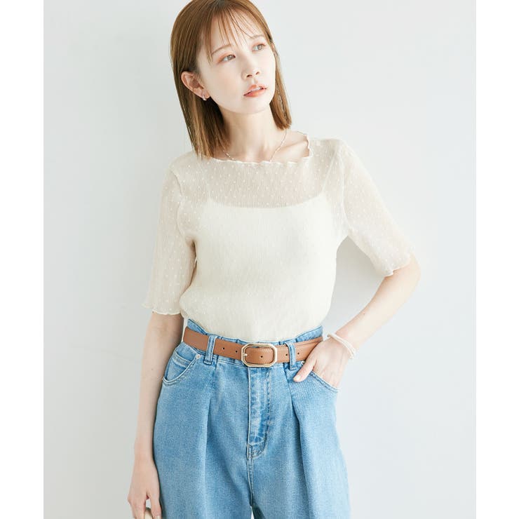 美品❤シルク100％【ギラロッシュ】ドット柄リボンタイ長袖シアーブラウス シャツ ドッドシアーボウタイブラウス【洗濯機洗い可】（シャツ