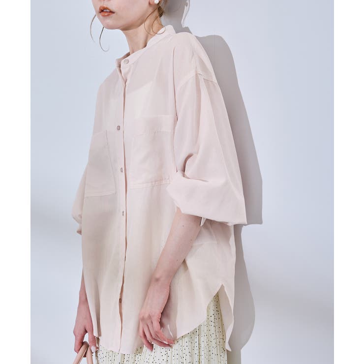 ピンク(63) | 着丈が選べるバンドカラー無地シアーシャツ | ROPE' PICNIC