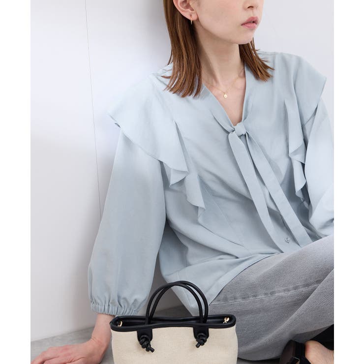 ブルー(44) | ラッフルリボンデザインシャツ | ROPE' PICNIC