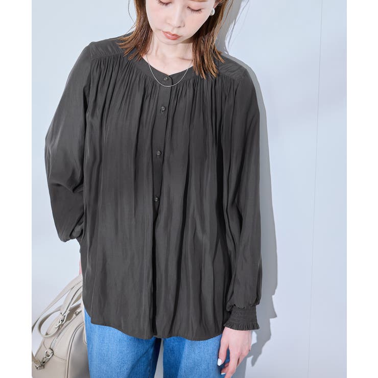 チャコール(06) | 割繊ギャザーブラウス | ROPE' PICNIC