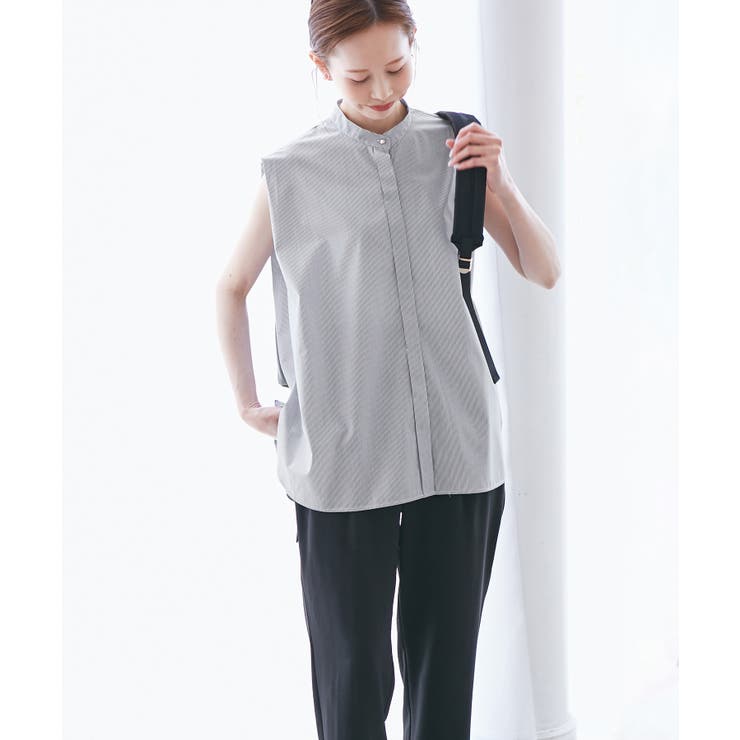 【UVカット・接触冷感・イージーケア】バンドカラーノースリーブシャツ/通勤対応 | ROPE' PICNIC | 詳細画像12 