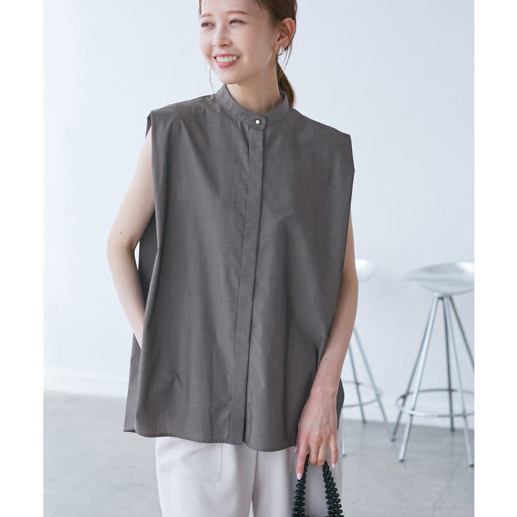 【UVカット・接触冷感・イージーケア】バンドカラーノースリーブシャツ/通勤対応 | ROPE' PICNIC | 詳細画像7 