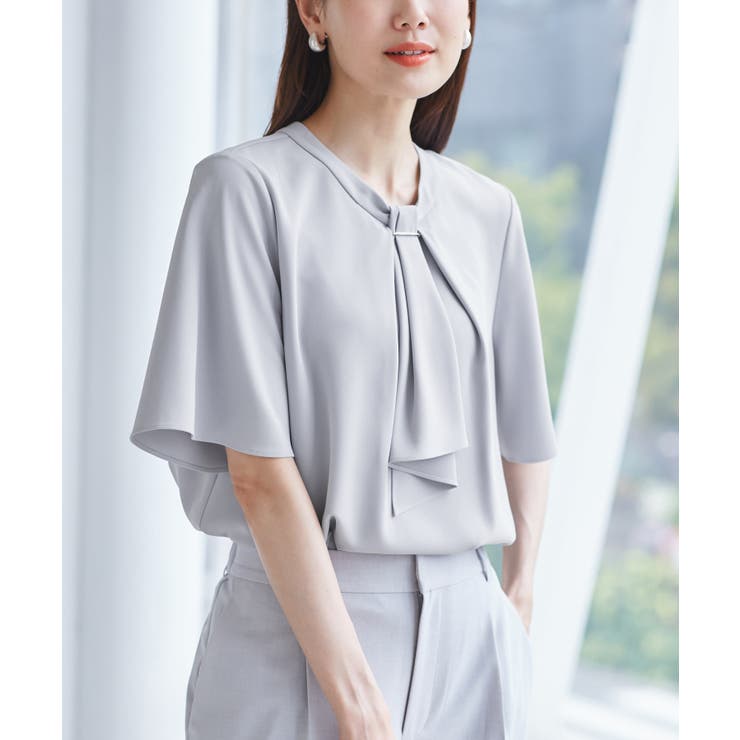 メタルパーツフロントフリルタイブラウス/通勤対応 | ROPE' PICNIC | 詳細画像1 