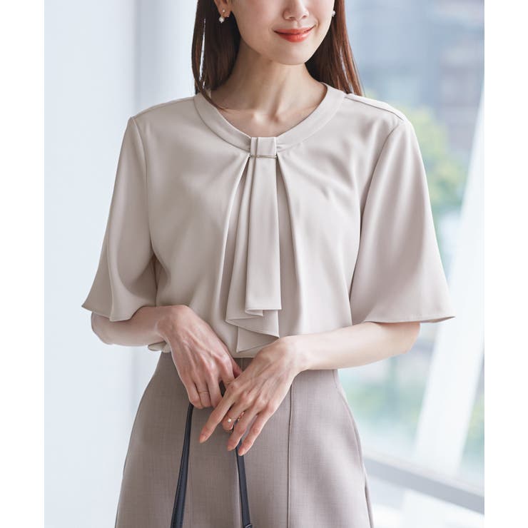 ピンク(63) | メタルパーツフロントフリルタイブラウス/通勤対応 | ROPE' PICNIC