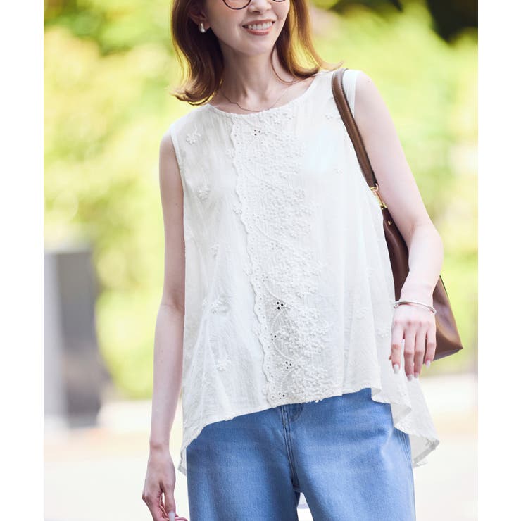 3Dレースノースリーブブラウス | ROPE' PICNIC | 詳細画像1 