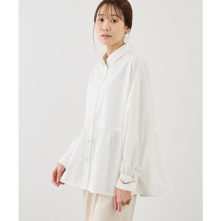 オフホワイト(15) | ペプラムシャツブラウス/UVカット・防シワ | ROPE' PICNIC