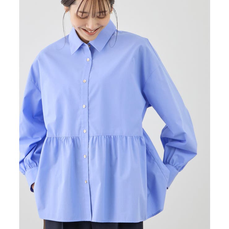 ブルー(44) | ペプラムシャツブラウス/UVカット・防シワ | ROPE' PICNIC