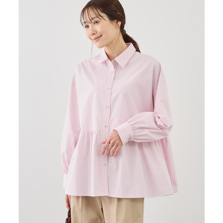 ピンク(63) | ペプラムシャツブラウス/UVカット・防シワ | ROPE' PICNIC