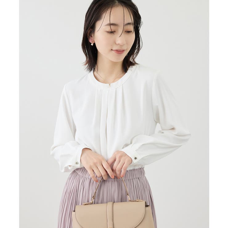ホワイト(10) | 【WEB限定サイズ】配色アソートフロントタックブラウス | ROPE' PICNIC