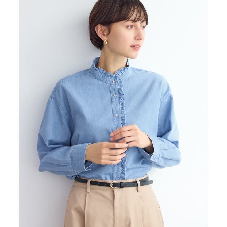サックス(48) | シャンブレーフリルシャツ/イージーケア | ROPE' PICNIC