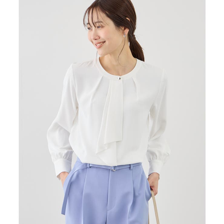 ホワイト(10) | 【WEB限定サイズ】配色アソートボウタイフウブラウス | ROPE' PICNIC
