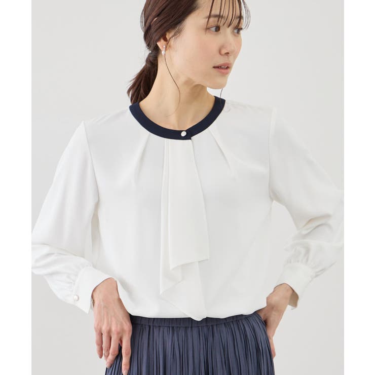 ホワイト系(11) | 【WEB限定サイズ】配色アソートボウタイフウブラウス | ROPE' PICNIC
