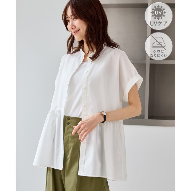 オフホワイト(15) | フレンチペプラムシャツ/UVカット・防シワ | ROPE' PICNIC