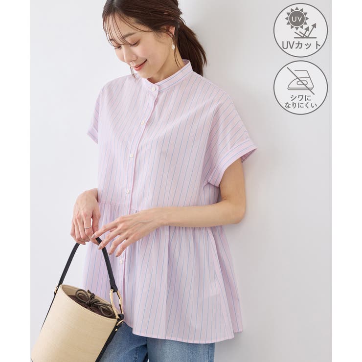 ピンク(63) | フレンチペプラムシャツ/UVカット・防シワ | ROPE' PICNIC