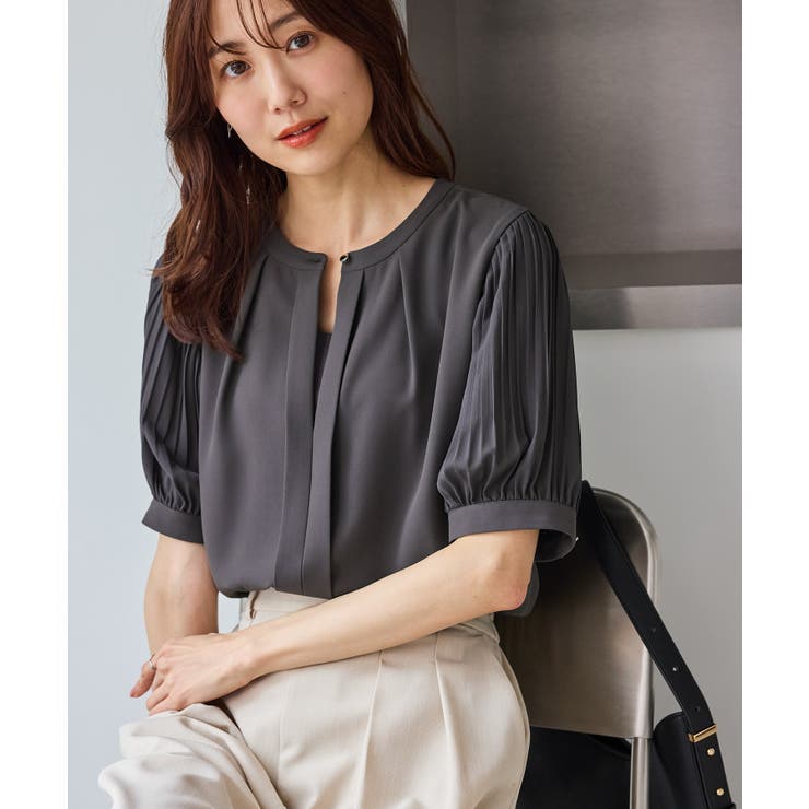 チャコール(06) | 袖プリーツハーフスリーブブラウス | ROPE' PICNIC
