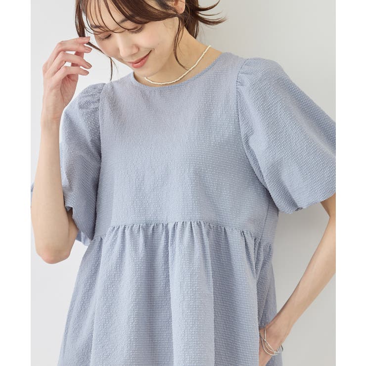 サックス(48) | バルーンペプラムブラウス | ROPE' PICNIC