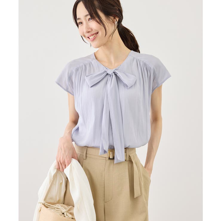 サックス(48) | フレンチスリーブリボンブラウス | ROPE' PICNIC