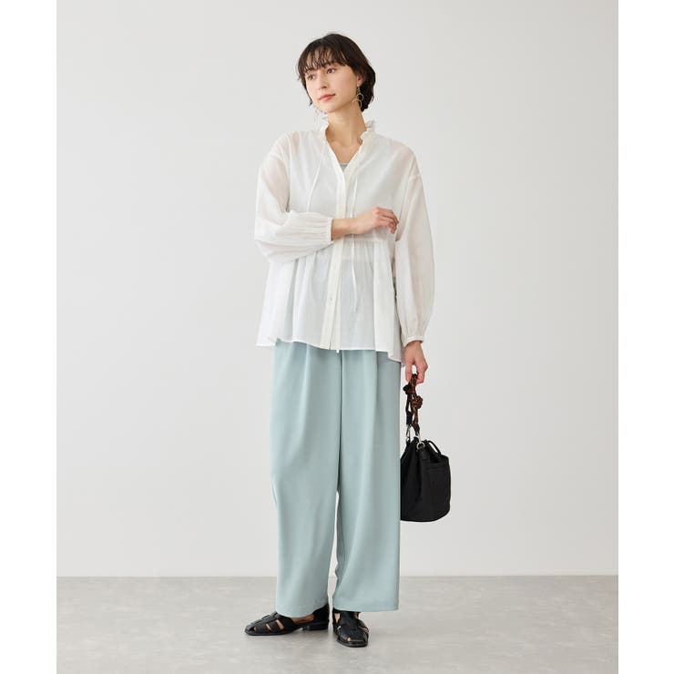 お着軽シャツシリーズ フリルカラーシアーペプラムブラウス/接触冷感・通気性 | ROPE' PICNIC | 詳細画像13 