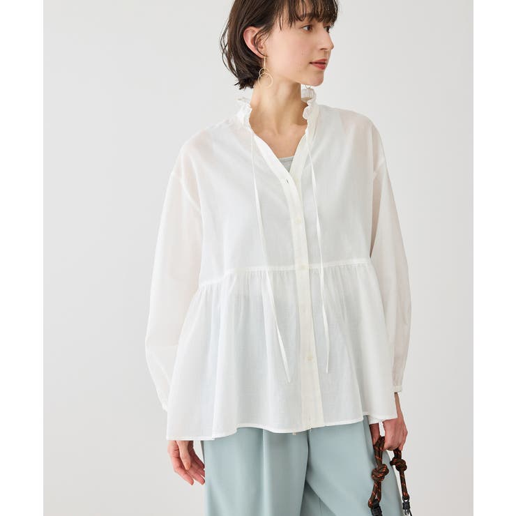 お着軽シャツシリーズ フリルカラーシアーペプラムブラウス/接触冷感・通気性 | ROPE' PICNIC | 詳細画像14 
