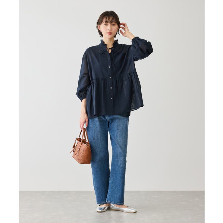 お着軽シャツシリーズ フリルカラーシアーペプラムブラウス/接触冷感・通気性 | ROPE' PICNIC | 詳細画像18 