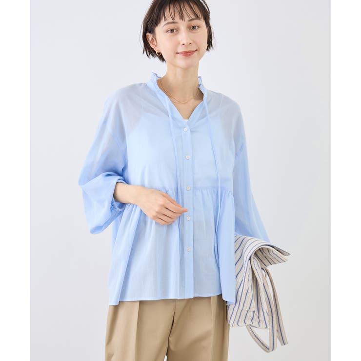 お着軽シャツシリーズ フリルカラーシアーペプラムブラウス/接触冷感・通気性 | ROPE' PICNIC | 詳細画像26 