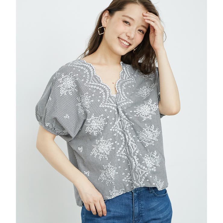 【タグ付き】ROPE ロペ スカラップ刺繍ブラウス ROPE'（ロペ）の「スカラップ刺繍ブラウス（シャツ/ブラウス
