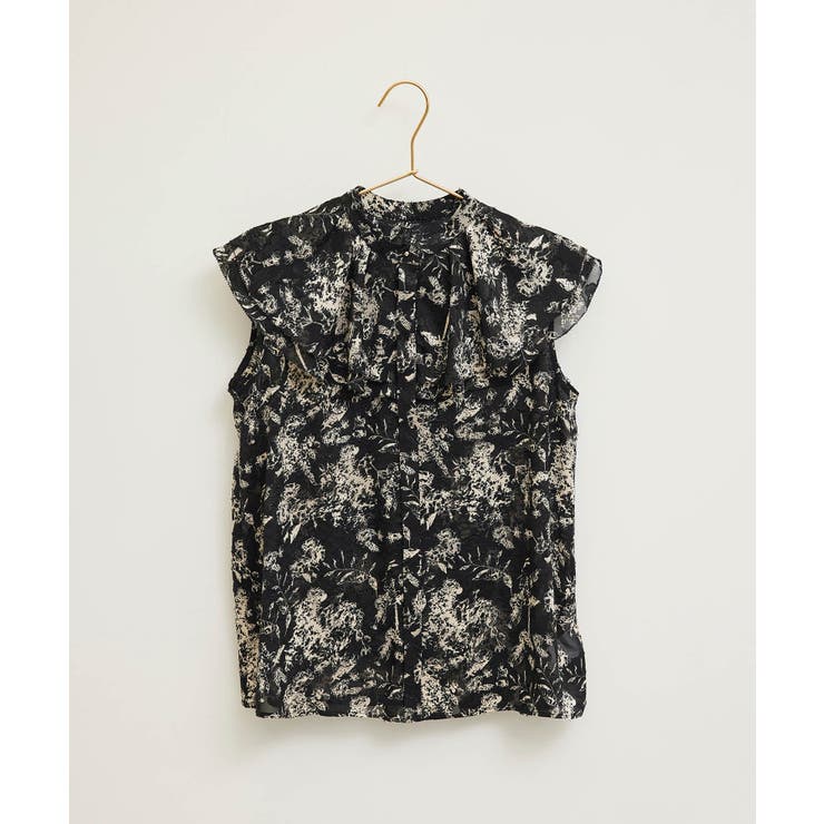 【emur】花柄ラッフルカラーフレア袖ブラウス　完売品 emur】花柄ラッフルカラーフレア袖ブラウス[品番：RPCW0030580]｜ROPE