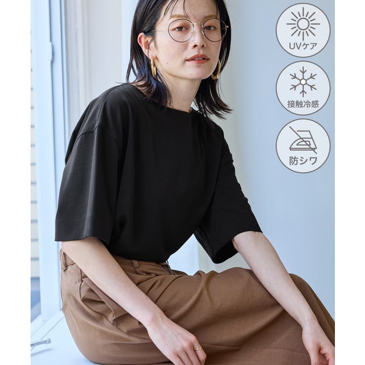 ブラック(01) | 【一部店舗限定】ジョーゼットTeeブラウス/UVケア・接触冷感・防シワ | ROPE' PICNIC