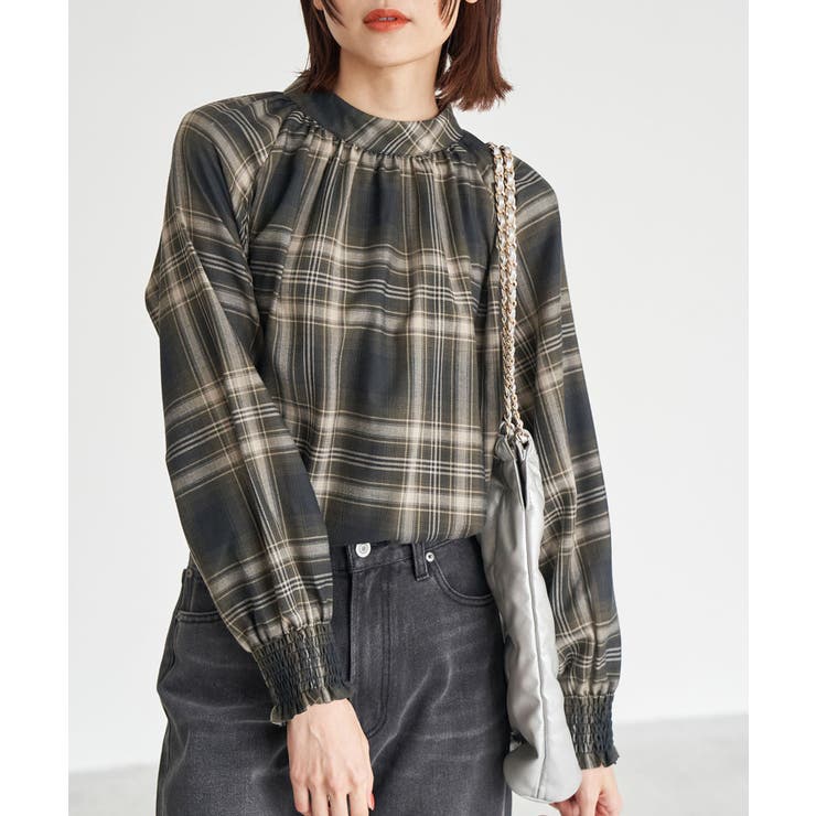 ブラック(01) | 先染めチェックブラウス | ROPE' PICNIC