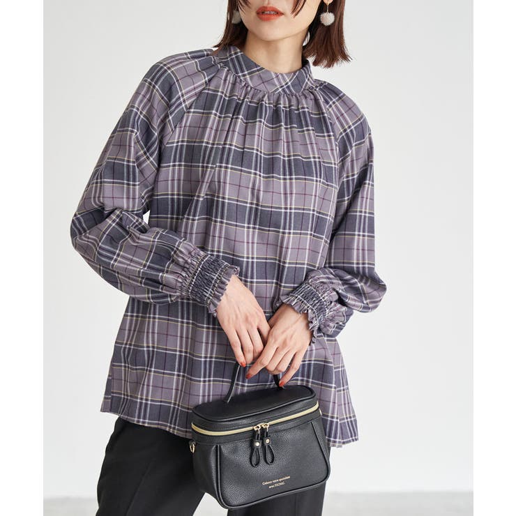 パープル系(55) | 先染めチェックブラウス | ROPE' PICNIC